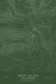 Pen-plotted topographic map of Mount Wilson, Colorado in white ink on green paper