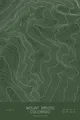 Pen-plotted topographic map of Mount Bross, Colorado in white ink on green paper
