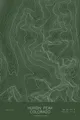 Pen-plotted topographic map of Huron Peak, Colorado in white ink on green paper