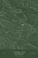 Pen-plotted topographic map of Puncak Jaya, Indonesia in white ink on green paper