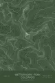 Pen-plotted topographic map of Wetterhorn Peak, Colorado in white ink on green paper