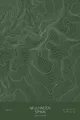 Pen-plotted topographic map of Mulhacen, Spain in white ink on green paper