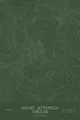Pen-plotted topographic map of Mount Jefferson, Oregon in white ink on green paper