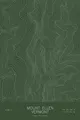 Pen-plotted topographic map of Mount Ellen, Vermont in white ink on green paper