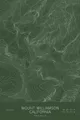 Pen-plotted topographic map of Mount Williamson, California in white ink on green paper