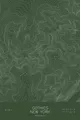 Pen-plotted topographic map of Gothics, New York in white ink on green paper