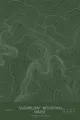 Pen-plotted topographic map of Sugarloaf Mountain, Maine in white ink on green paper