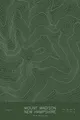Pen-plotted topographic map of Mount Madison, New Hampshire in white ink on green paper