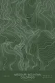 Pen-plotted topographic map of Missouri Mountain, Colorado in white ink on green paper