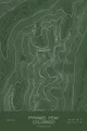 Pen-plotted topographic map of Pyramid Peak, Colorado in white ink on green paper