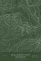 Pen-plotted topographic map of Challenger Point, Colorado in white ink on green paper