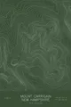 Pen-plotted topographic map of Mount Carrigain, New Hampshire in white ink on green paper
