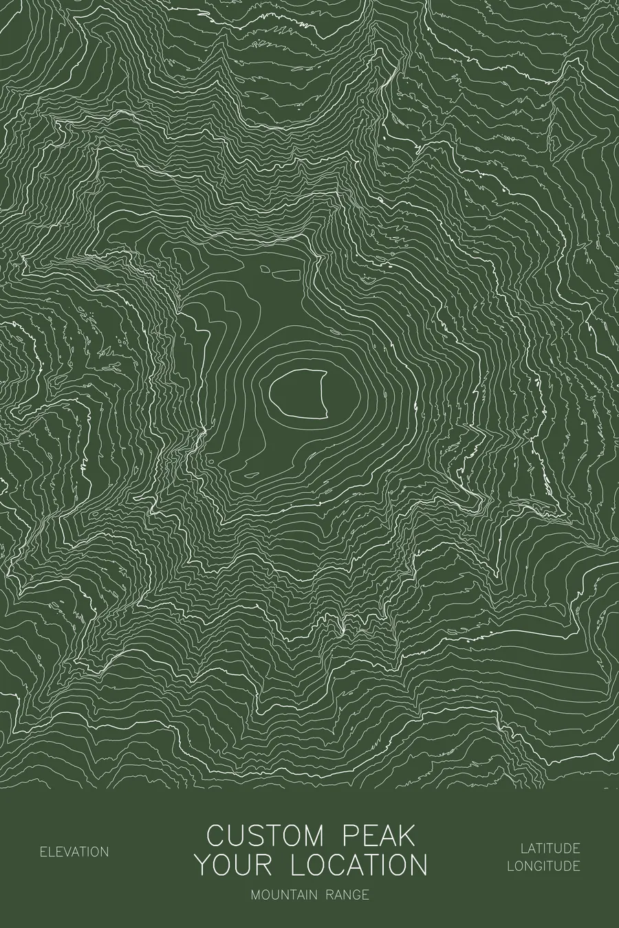 Custom Mountain Map, Green colorway
