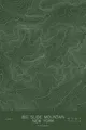 Pen-plotted topographic map of Big Slide Mountain, New York in white ink on green paper
