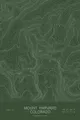 Pen-plotted topographic map of Mount Harvard, Colorado in white ink on green paper
