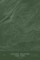 Pen-plotted topographic map of Cascade Mountain, New York in white ink on green paper