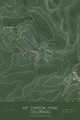 Pen-plotted topographic map of Kit Carson Peak, Colorado in white ink on green paper