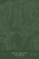 Pen-plotted topographic map of Mount Belford, Colorado in white ink on green paper