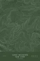 Pen-plotted topographic map of Giant Mountain, New York in white ink on green paper