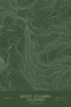 Pen-plotted topographic map of Mount Columbia, Colorado in white ink on green paper