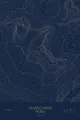 Pen-plotted topographic map of Huascaran, Peru in gold ink on navy paper