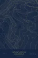 Pen-plotted topographic map of Mount Bross, Colorado in gold ink on navy paper
