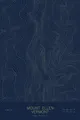 Pen-plotted topographic map of Mount Ellen, Vermont in gold ink on navy paper