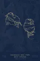 Pen-plotted mountain bike trail map of Snowshoe Bike Park, West Virginia in gold ink on navy paper