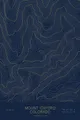 Pen-plotted topographic map of Mount Oxford, Colorado in gold ink on navy paper