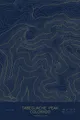 Pen-plotted topographic map of Tabeguache Peak, Colorado in gold ink on navy paper