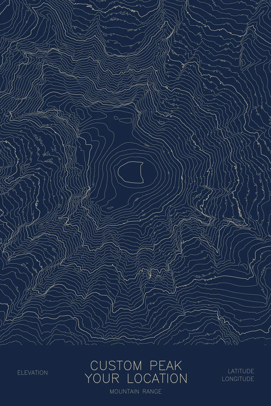Custom Mountain Map, Navy colorway