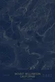 Pen-plotted topographic map of Mount Williamson, California in gold ink on navy paper