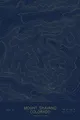Pen-plotted topographic map of Mount Shavano, Colorado in gold ink on navy paper
