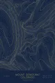Pen-plotted topographic map of Mount Democrat, Colorado in gold ink on navy paper