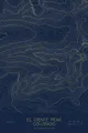 Pen-plotted topographic map of El Diente Peak, Colorado in gold ink on navy paper
