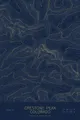 Pen-plotted topographic map of Crestone Peak, Colorado in gold ink on navy paper
