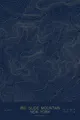 Pen-plotted topographic map of Big Slide Mountain, New York in gold ink on navy paper