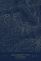 Pen-plotted topographic map of Challenger Point, Colorado in gold ink on navy paper