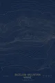 Pen-plotted topographic map of Bigelow Mountain, Maine in gold ink on navy paper
