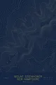 Pen-plotted topographic map of Mount Eisenhower, New Hampshire in gold ink on navy paper
