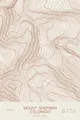 Pen-plotted topographic map of Mount Sherman, Colorado in bronze ink on cream paper