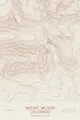 Pen-plotted topographic map of Mount Wilson, Colorado in bronze ink on cream paper