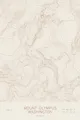 Pen-plotted topographic map of Mount Olympus, Washington in bronze ink on cream paper