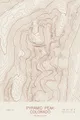Pen-plotted topographic map of Pyramid Peak, Colorado in bronze ink on cream paper