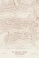 Pen-plotted topographic map of El Diente Peak, Colorado in bronze ink on cream paper