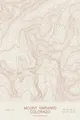 Pen-plotted topographic map of Mount Harvard, Colorado in bronze ink on cream paper