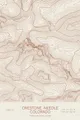 Pen-plotted topographic map of Crestone Needle, Colorado in bronze ink on cream paper