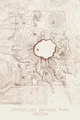 Pen-plotted topographic map of Crater Lake National Park, Oregon in bronze ink on cream paper