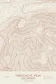 Pen-plotted topographic map of Tabeguache Peak, Colorado in bronze ink on cream paper