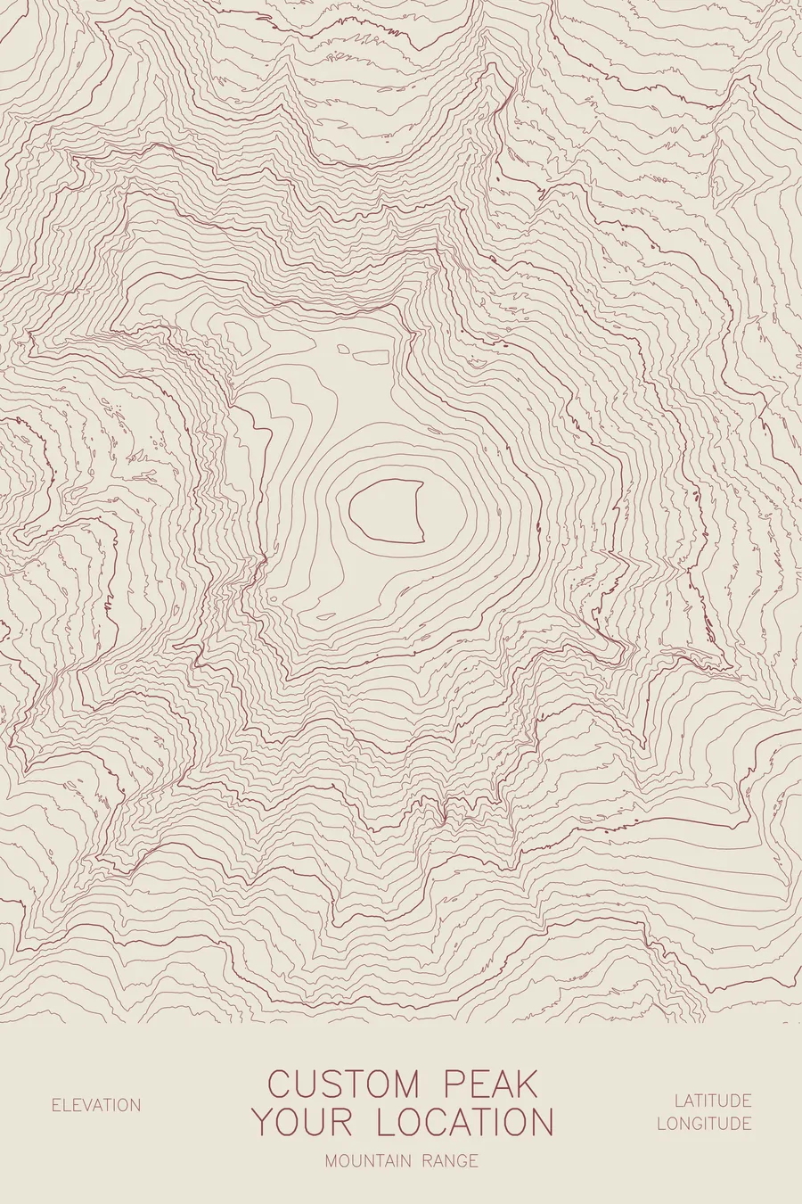 Custom Mountain Map, Tan colorway